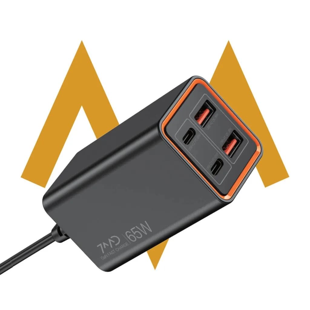 7MD Multi-Port Desktop Charger | Fast Charging | Charge 4 Device at a Time | Wide Compatibility | Space-Saving Design | Gan Technology | Smart Power Allocation | 7MD-37 |