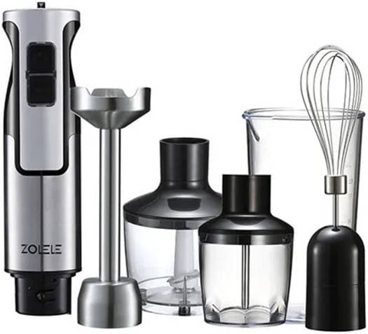 Zolele 4 in 1 Multi-Functional Hand Blender Kitchen Appliance for Blending, Chopping, Whisking, and Pureeing | Powerful Motor | Stainless Steel | Multiple Speed Levels | HB1200 | 1200W
