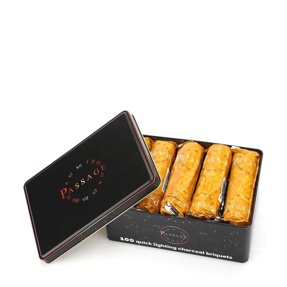 PASSAGE Medium Charcoal Discs – 100pcs, 33mm Diameter, 45-Min Burn Time, Ideal for Incense & Bakhoor in Living Rooms & Bedrooms