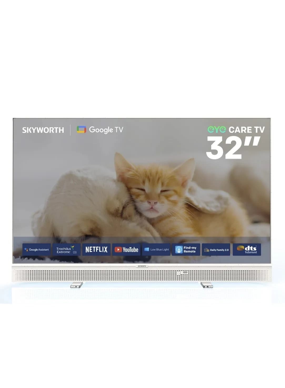 Skyworth 32 inch Portable Music TV – Full HD Google TV, DBX-TV Audio, USB-C & 12V Power Bank Support With 1 Year Free Software Support & Update | 32LP70G |