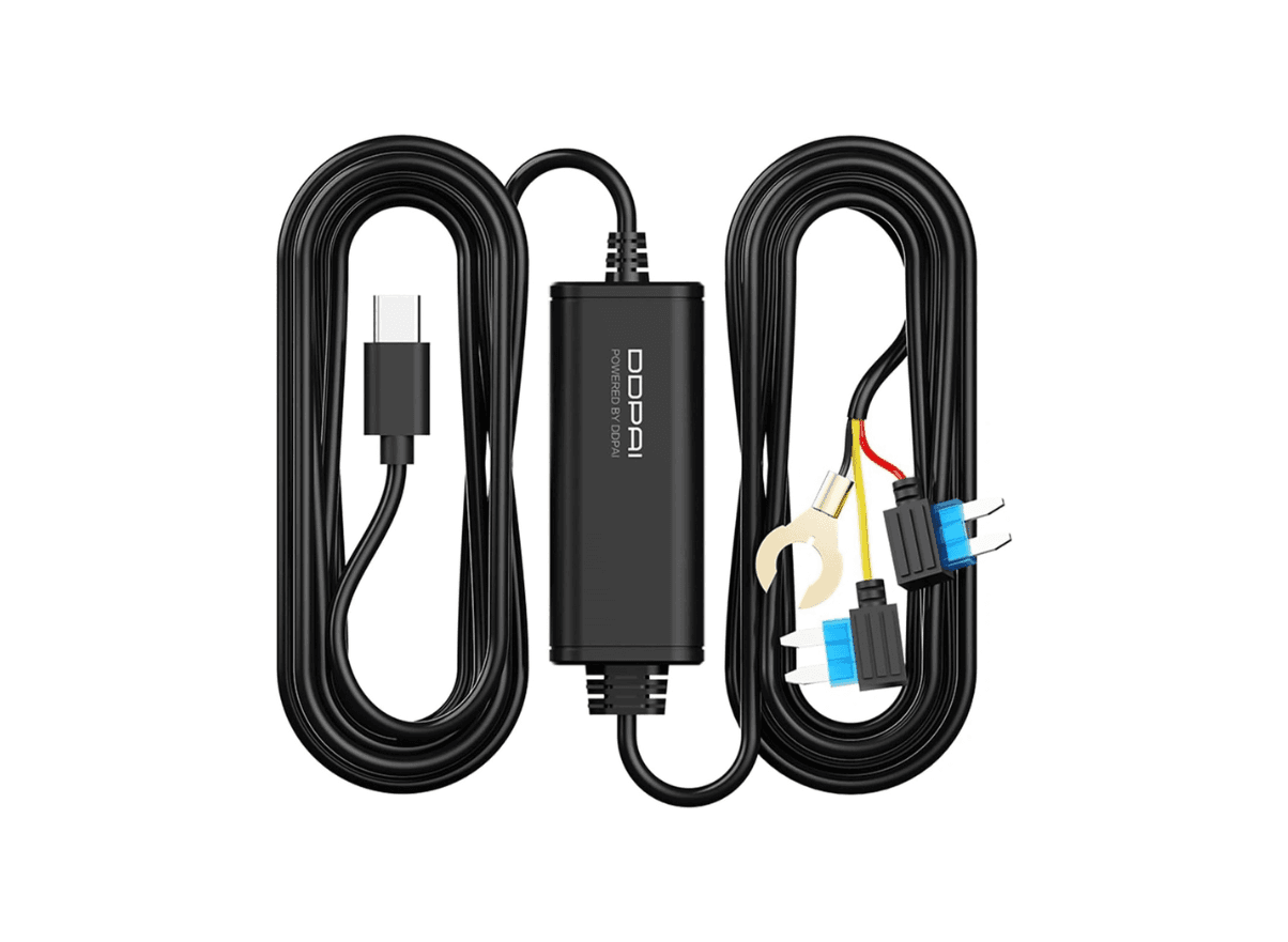 DDPAI Dash Cam Hardwire Kit for 24-Hour Parking Monitoring, 12V/24V to 5V/3A with Low Voltage Protection, 3m Cable | DC003 |