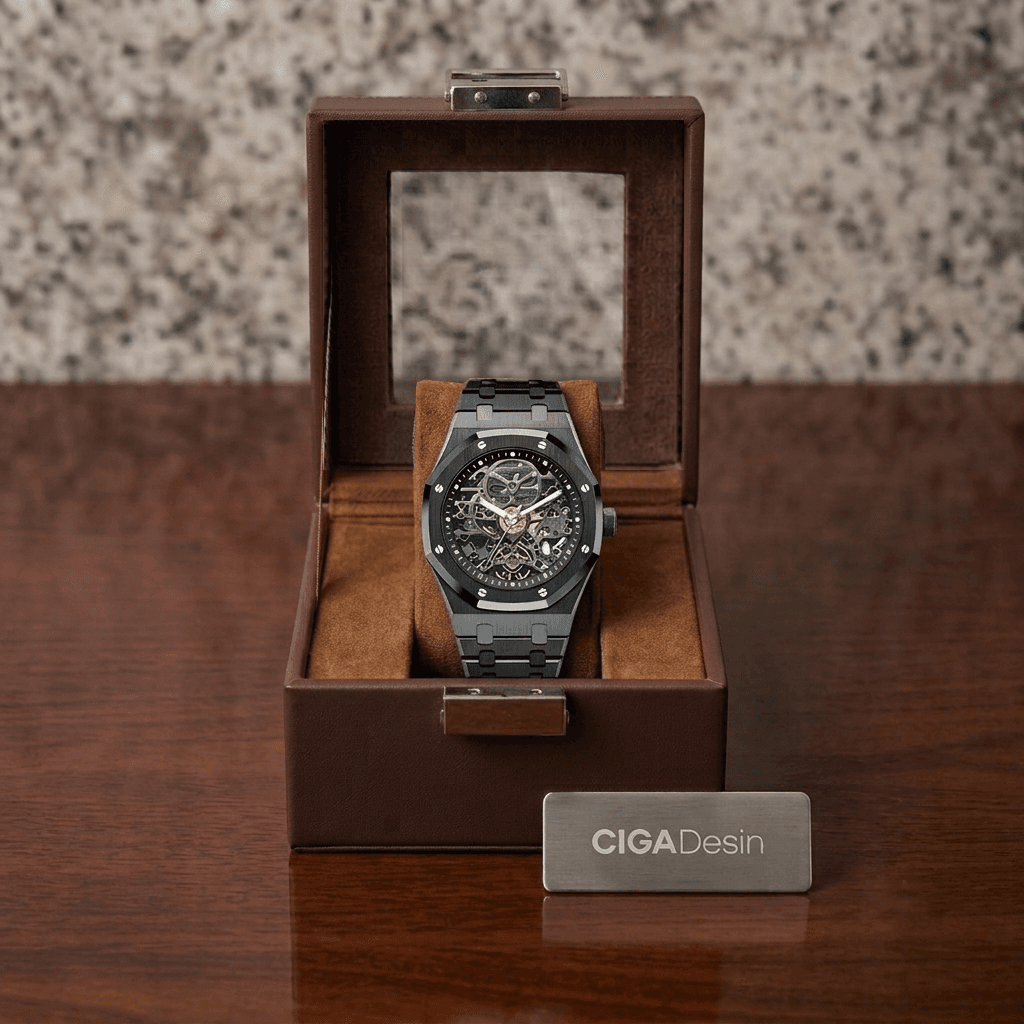 GEYA G-MAX Series Automatic Mechanical Watch Stainless Steel Skeleton Dial Sapphire Crystal Waterproof Luminous Men's Watch