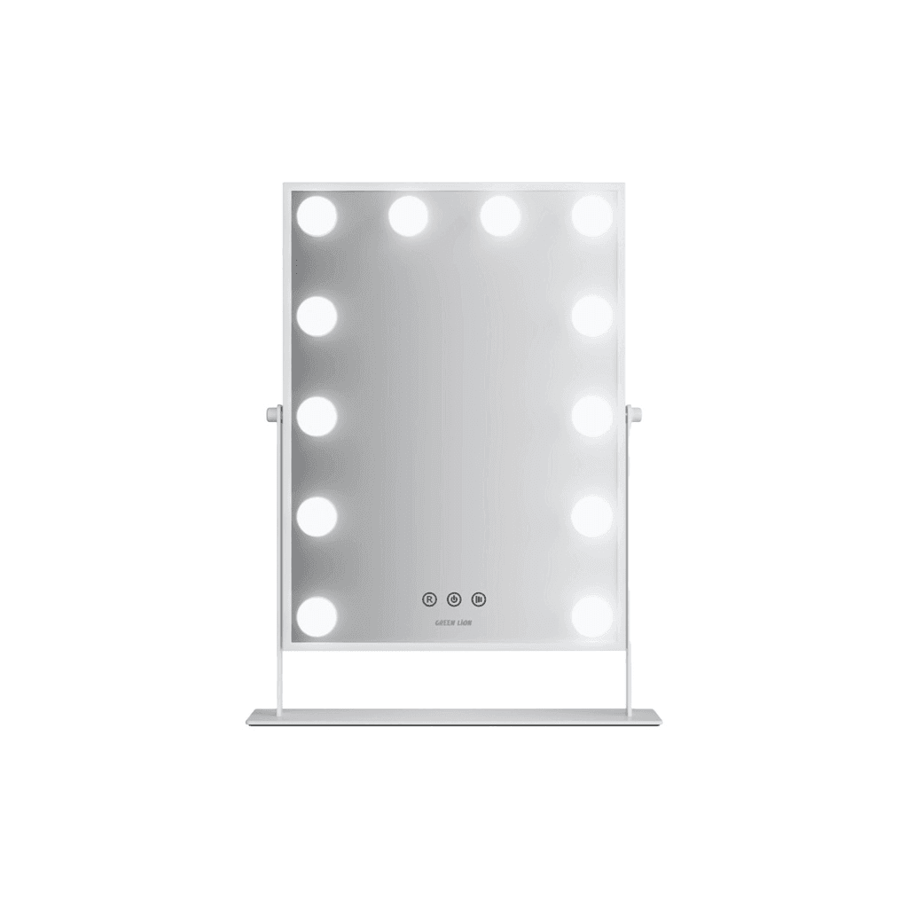 Green Lion Glam Shine Makeup Mirror with 12 LED Lights, 3 Color Modes, Touch Control & 360° Rotation - High Definition Beauty Mirror for Perfect Makeup Application | GNGLMAKE12WH |